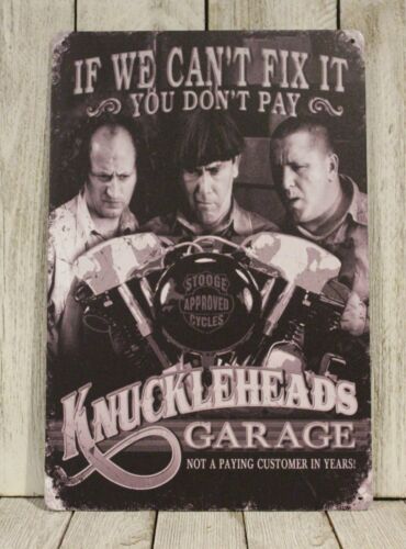Auto Repair Shop In - Knuckleheads Garage Tin Metal Sign 3