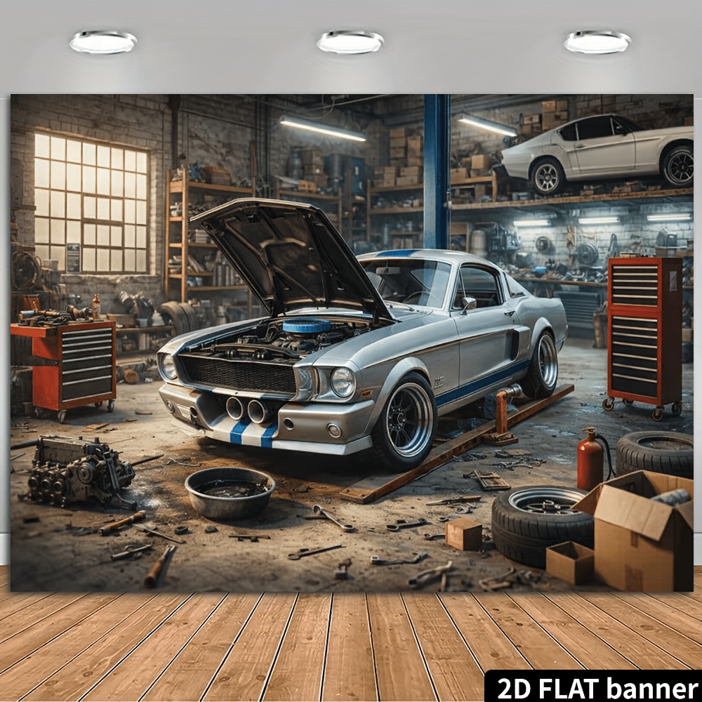 2D plane retro auto repair sho - огляд і ціна Auto Repair Shop Background
