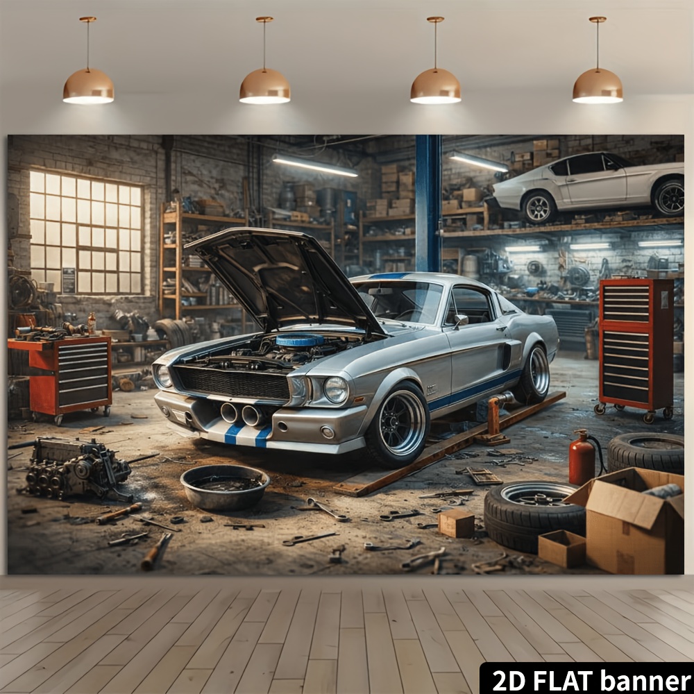 2D plane retro auto repair sho - огляд і ціна Auto Repair Shop Background