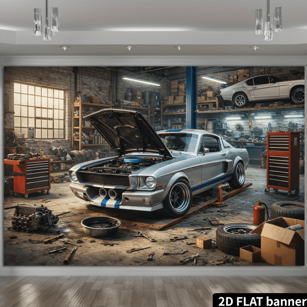 2D plane retro auto repair sho - огляд і ціна Auto Repair Shop Background