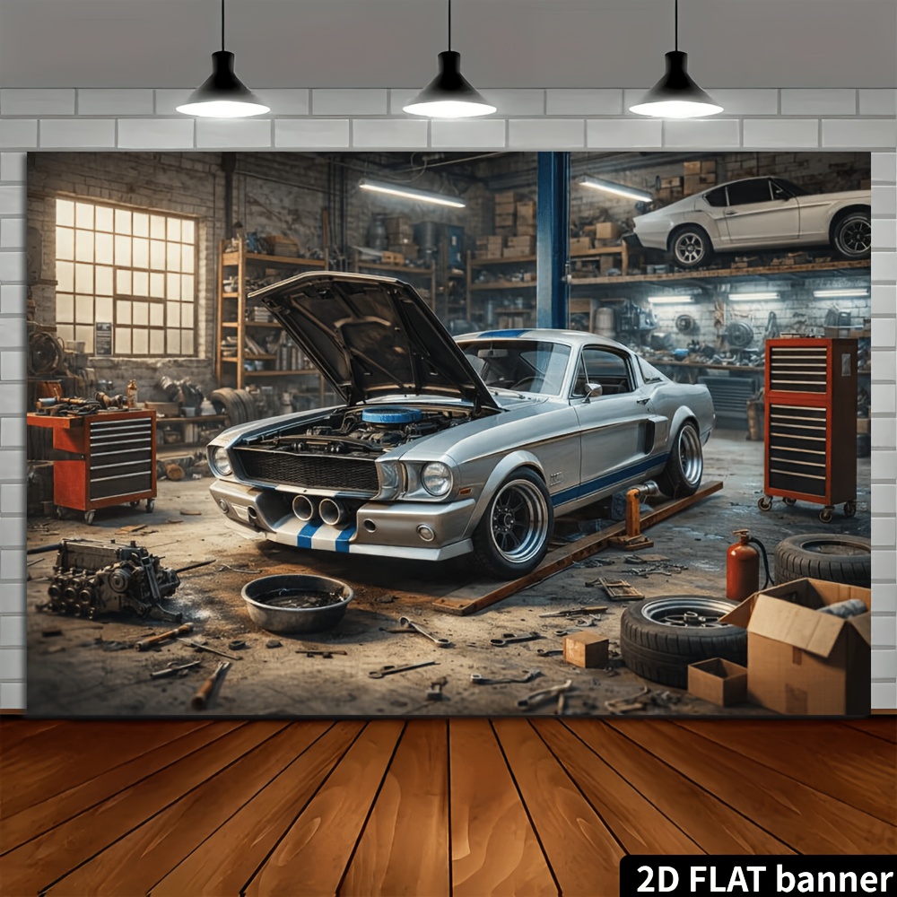 2D plane retro auto repair sho - огляд і ціна Auto Repair Shop Background