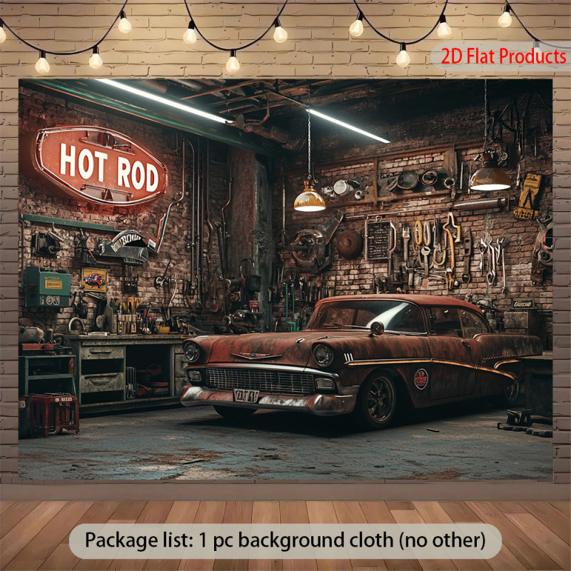 1Vintage Car Garage Banner Bac - огляд і ціна Auto Repair Shop Background