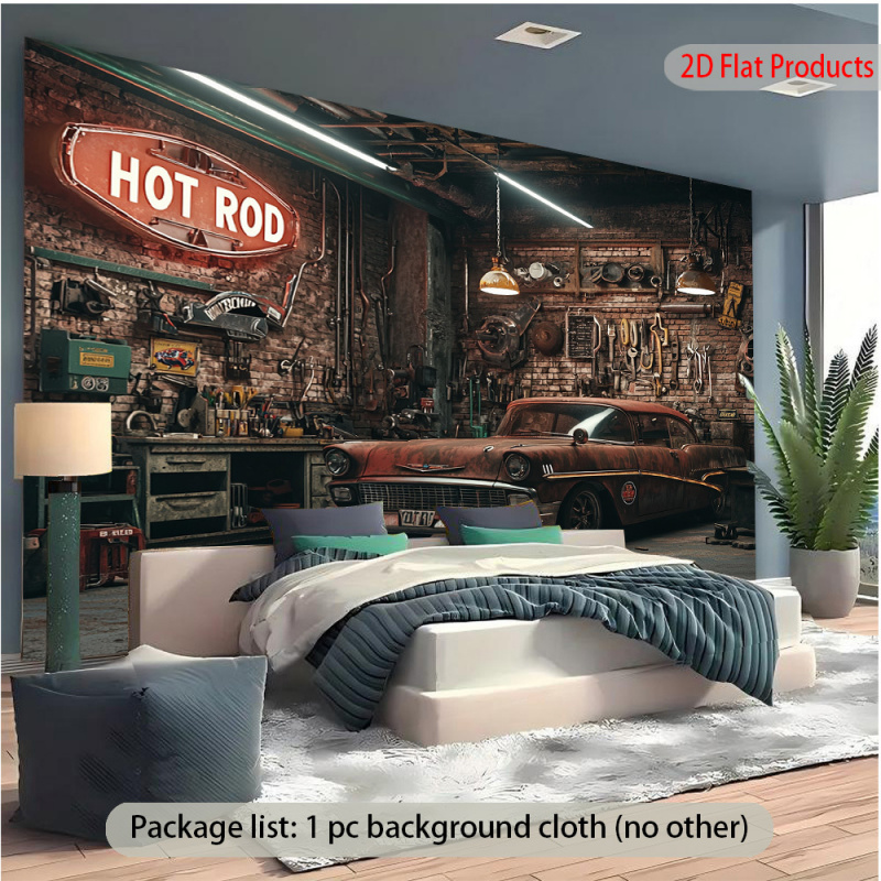 1Vintage Car Garage Banner Bac - огляд і ціна Auto Repair Shop Background
